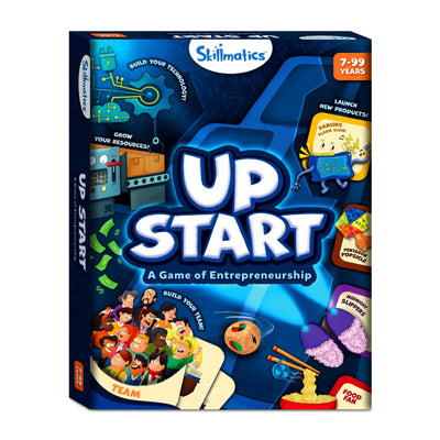 Board game box for Up Start A Game of Entrepreneurship for ages 7 to 99