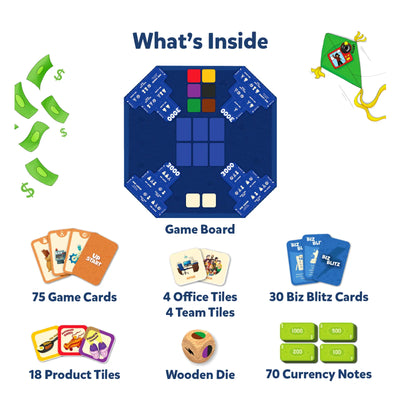 Complete Up Start Entrepreneurship and Business Strategy Game set with cards tiles currency die