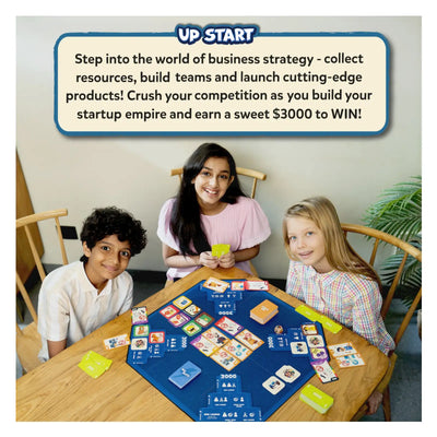 Up Start Entrepreneurship Board Game teaching business strategy and resource management