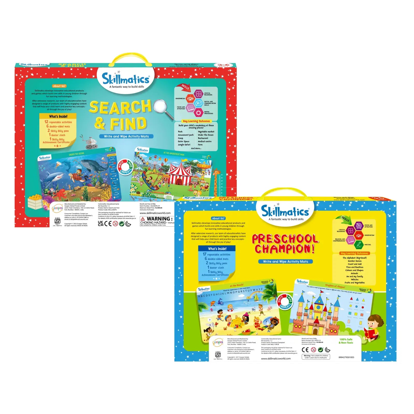 Search & Find + Preschool Champion | Reusable Activity Mats Combo (ages 3-6)