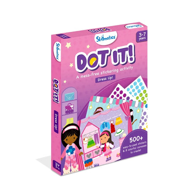 Pink and purple kids activity kit for Dress Up scenes with stickers and canvases