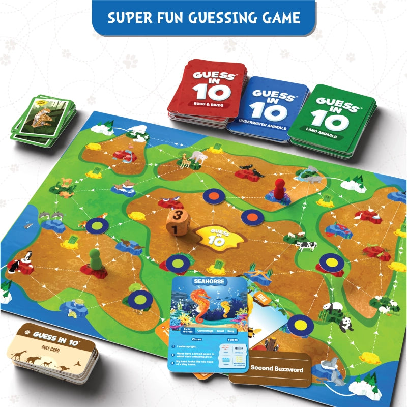 Guess in 10: World Of Animals Board Game | Trivia game (ages 6+)
