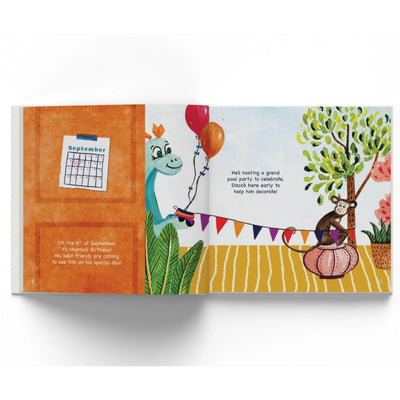 Open children’s book with colorful illustrations from Mambo’s Pool Party Fun Learning Storybooks