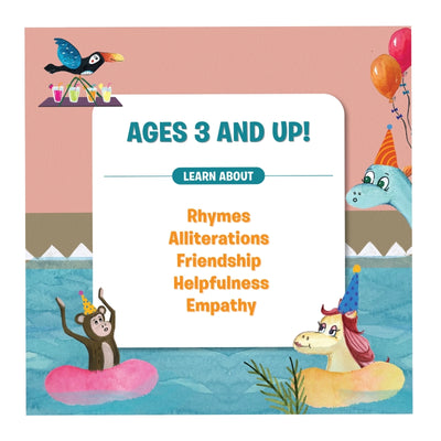 Educational children’s storybook Mambo’s Pool Party promoting rhymes friendship and kindness