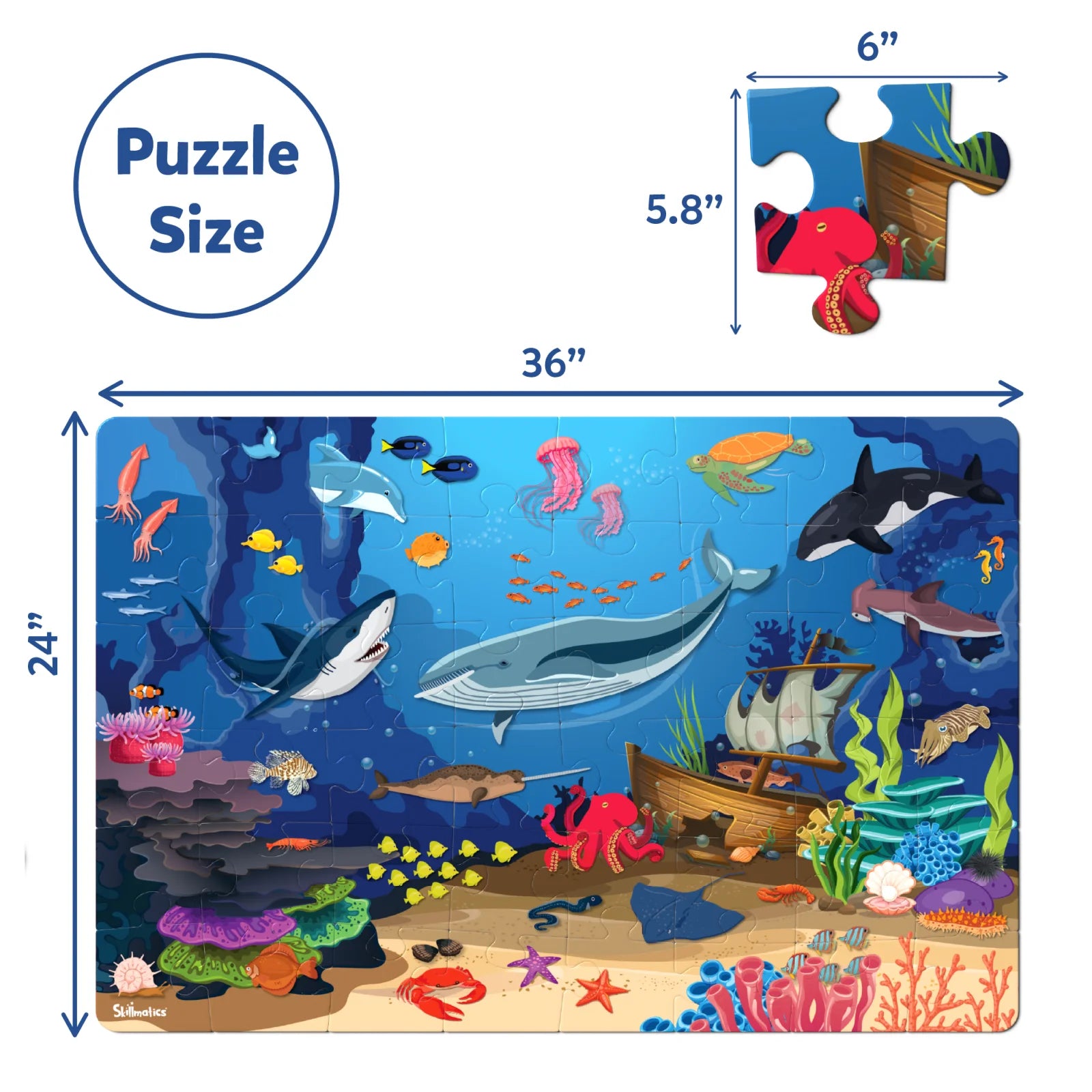 Piece & Play: Underwater Animals | Floor Puzzle & Game (ages 3-7)