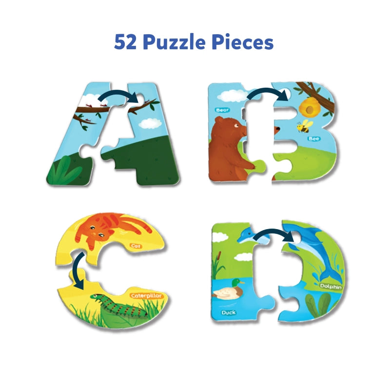 The Animal Alphabet |  Fun & Educational 52 Piece Jigsaw Puzzle (ages 3-6)