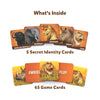 Animal-themed game cards including Secret Identity and Strategy Cards from The Big 5 game