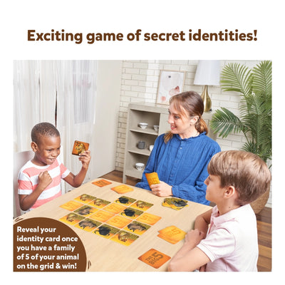 Children playing The Big 5 Animal Themed Game with animal image cards