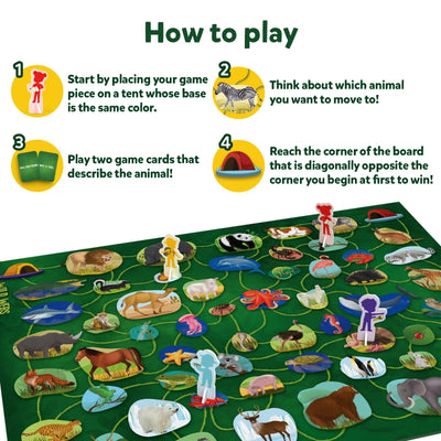 Wild Webs Animal Learning Board Game with animal illustrations and game pieces for kids