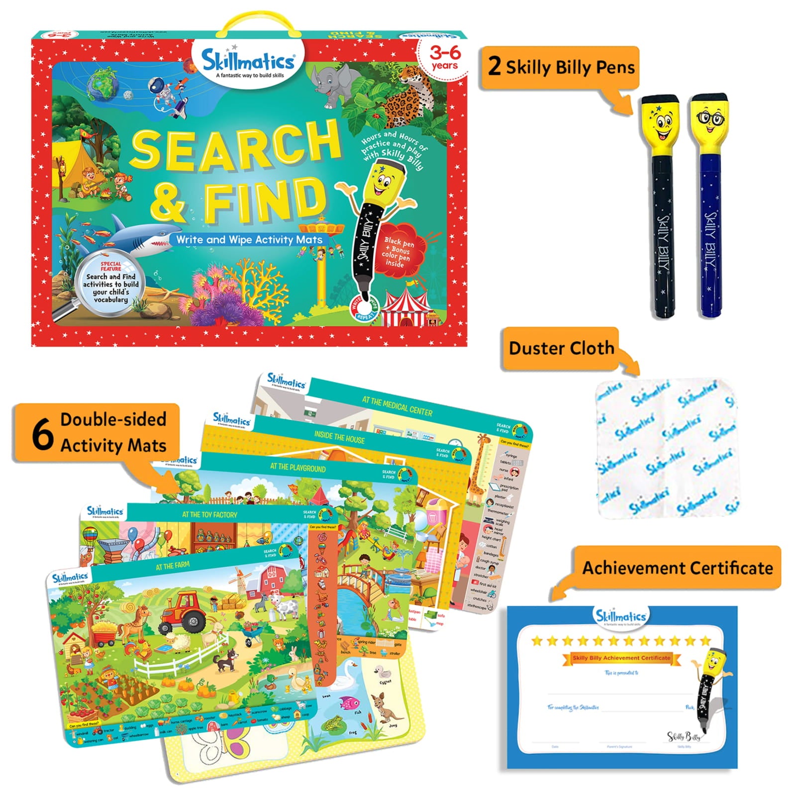 Search & Find + Preschool Champion | Reusable Activity Mats Combo (ages 3-6)